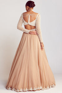 Beige Pearl Embellished Lehenga