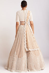 Beige Chandelier Pearl Lehenga