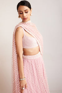 Powder Pink Dense Pearl Lehenga