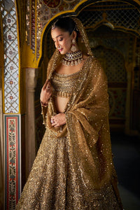 Antique Gold Scalloped Lehenga Set