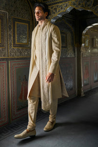Champagne Thread Work Sherwani Set