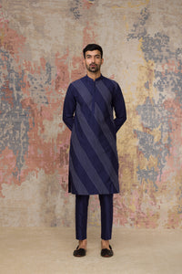 Navy Blue Cotton Silk Kurta Set