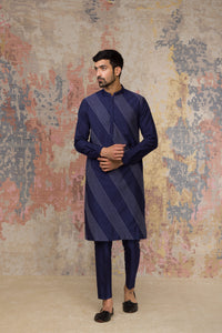 Navy Blue Cotton Silk Kurta Set