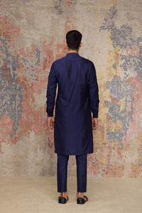 Navy Blue Cotton Silk Kurta Set