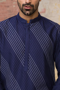 Navy Blue Cotton Silk Kurta Set