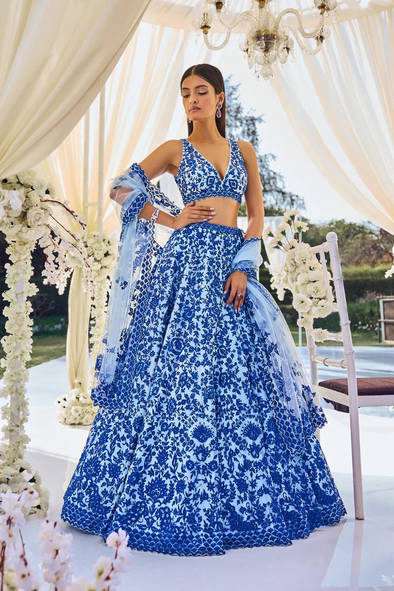 Blue lehengas deals