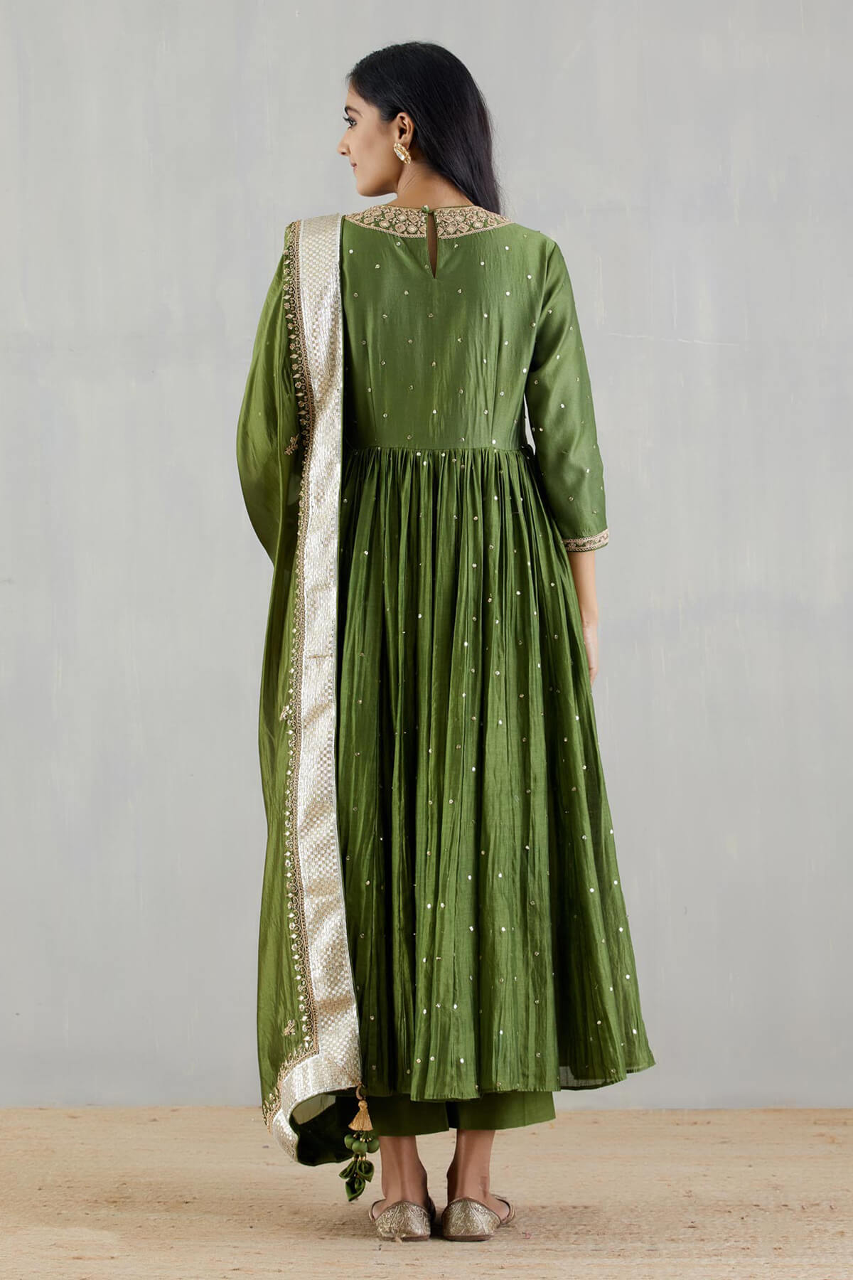 Bottle green shop anarkali dress