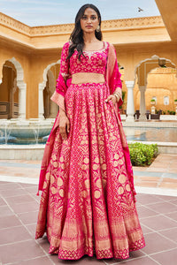 Valimai Lehenga Set -Hot Pink