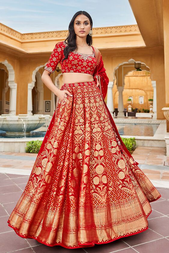 Red colour lehenga store bridal