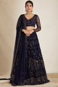 Midnight Blue Sequin Lehenga
