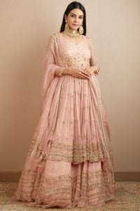 Blush Pink Organza Lehenga Set