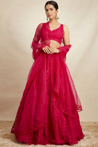 Hot Pink Organza Lehenga Set
