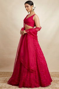 Hot Pink Organza Lehenga Set