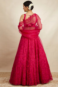 Hot Pink Organza Lehenga Set