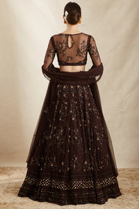 Dark Coffee Thread Work Lehenga Set