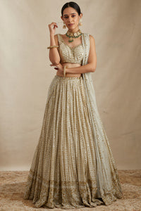 Light Mint Chanderi Silk Lehenga Set