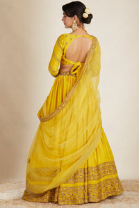 Mustard Chanderi Lehenga Set