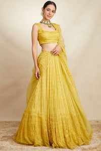 Mustard Organza Lehenga Set