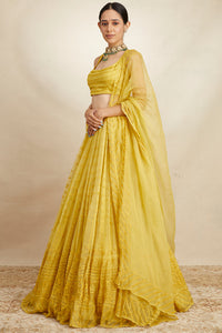 Mustard Organza Lehenga Set