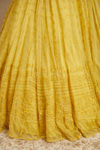 Mustard Organza Lehenga Set