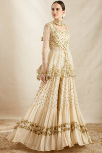 Off White Georgette Flare Sharara