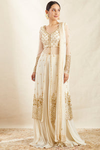 Off White Net Jacket Sharara Set