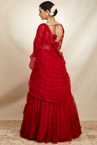 Red Organza Lehenga Set
