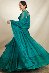 Teal Green Organza Lehenga Set