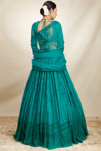 Teal Green Organza Lehenga Set