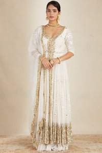 White Front Open Jacket Set