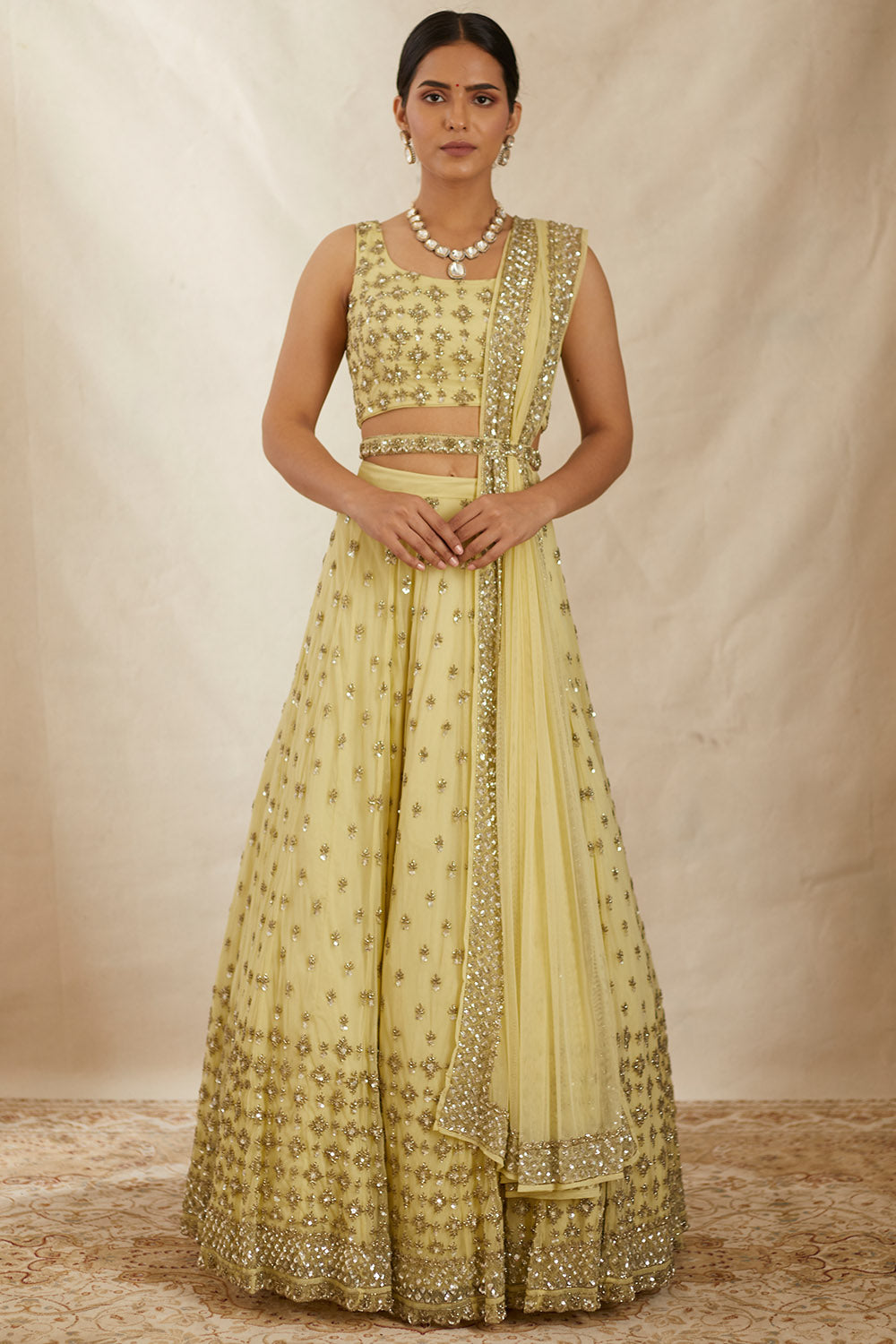 Olive Green Flare Lehenga Set