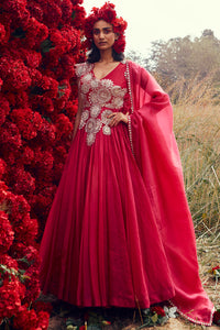 Embroidered Angrakha Anarkali Set