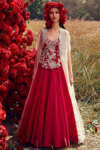 Fuschia Jacket Anarkali & Cape Set