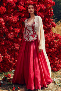 Fuschia Jacket Anarkali & Cape Set