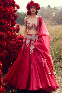 Fuschia Floral Lehenga Set
