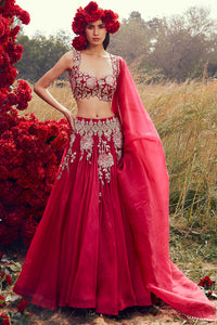 Fuschia Floral Lehenga Set