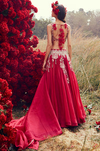 Fuschia Floral Lehenga Set