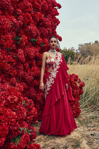 Fuschia Draped Nejma Saree