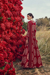 Red Tara Print Belted Anarkali