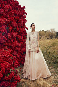 Champagne Embroidered Kurta and Skirt Set