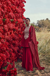 Red Nejma Peplum Set