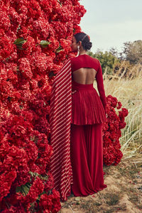 Red Nejma Peplum Set