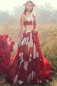 Red Dahlia Lehenga Set