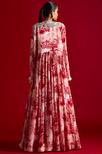 Ivory-Red Blossom Jacket Anarkali