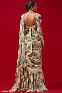 Mint-Blue Pre-stitched Drape Saree