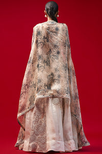 Ivory Nejma Organza Lehanga With Cape