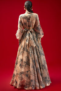 Champagne-Blue Blossom Bow Gown