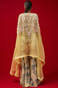 Mint-Blue Sharara And Cape Set