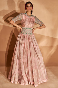 Blush Pink Tara Belted Anarkali Gown