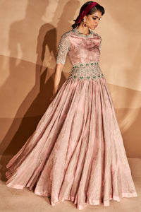 Blush Pink Tara Belted Anarkali Gown
